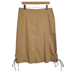 See By Chloe Linen Camel Skirt Sz 12 Tan Natural Earthy Business Casual Boho
